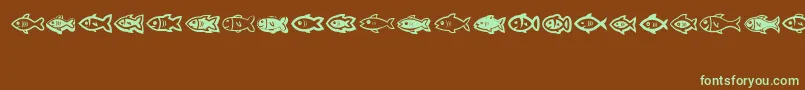 Fishes-Schriftart – Grüne Schriften auf braunem Hintergrund