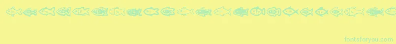 Fishes-Schriftart – Grüne Schriften auf gelbem Hintergrund