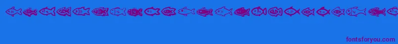 Fishes-Schriftart – Violette Schriften auf blauem Hintergrund