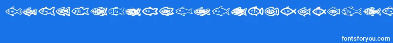 Fishes-Schriftart – Weiße Schriften auf blauem Hintergrund