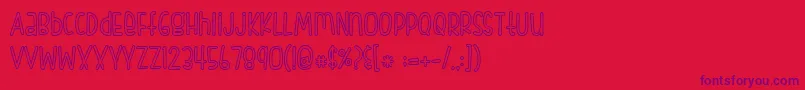 FishFingers Outline-Schriftart – Violette Schriften auf rotem Hintergrund