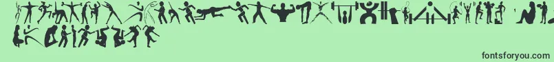 Czcionka FitnessSilhouettes – czarne czcionki na zielonym tle