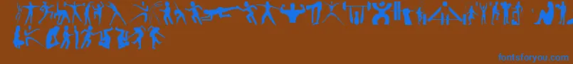 フォントFitnessSilhouettes – 茶色の背景に青い文字