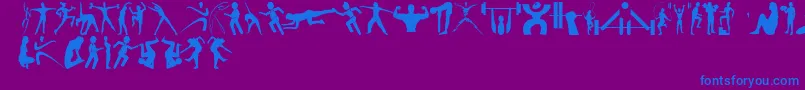 Fonte FitnessSilhouettes – fontes azuis em um fundo violeta