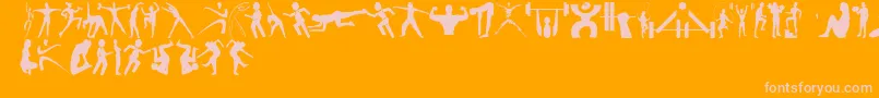 FitnessSilhouettes-Schriftart – Rosa Schriften auf orangefarbenem Hintergrund