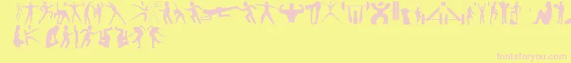 FitnessSilhouettes-Schriftart – Rosa Schriften auf gelbem Hintergrund