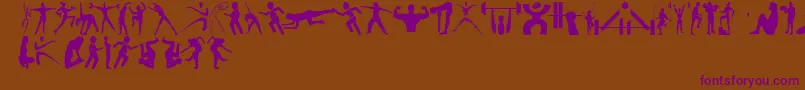 FitnessSilhouettes-Schriftart – Violette Schriften auf braunem Hintergrund