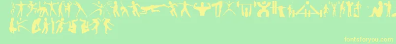 FitnessSilhouettes-Schriftart – Gelbe Schriften auf grünem Hintergrund