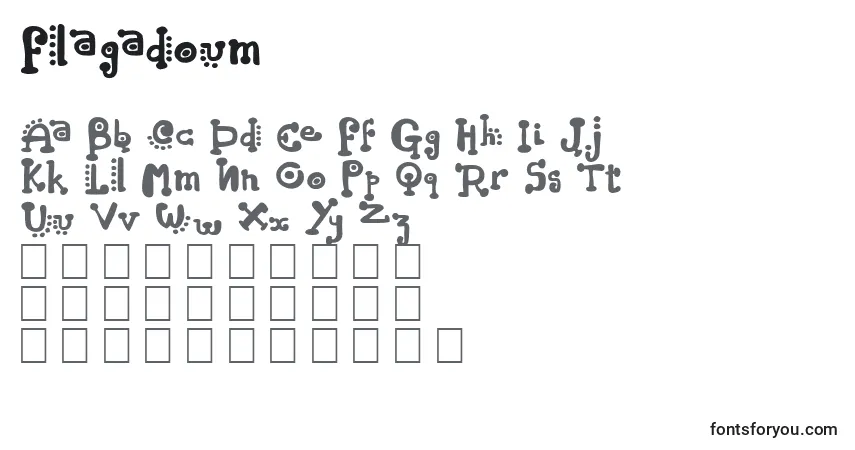 A fonte Flagadoum – alfabeto, números, caracteres especiais