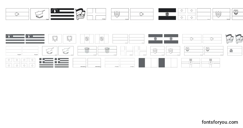 Schriftart Flags of Europe 1 – Alphabet, Zahlen, spezielle Symbole