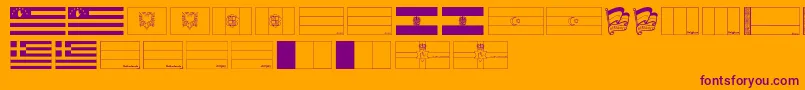 Fonte Flags of Europe 1 – fontes roxas em um fundo laranja