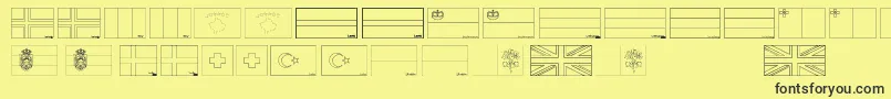 Flags of Europe 2 Font – Black Fonts on Yellow Background