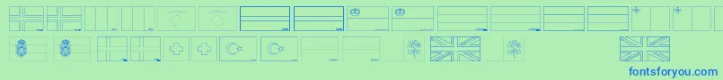 Flags of Europe 2 Font – Blue Fonts on Green Background