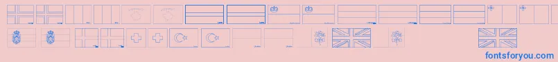 Flags of Europe 2 Font – Blue Fonts on Pink Background