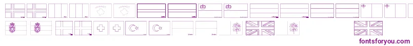 Flags of Europe 2-Schriftart – Violette Schriften auf weißem Hintergrund