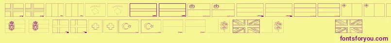 Flags of Europe 2 Font – Purple Fonts on Yellow Background