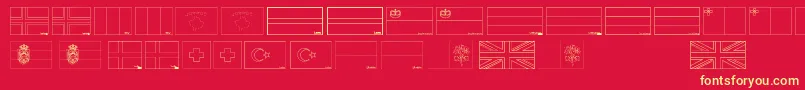 Flags of Europe 2 Font – Yellow Fonts on Red Background