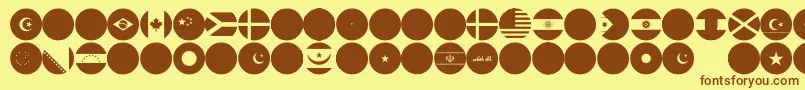 flags world color Font – Brown Fonts on Yellow Background