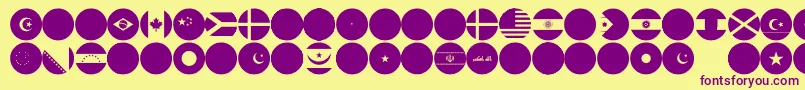 flags world color Font – Purple Fonts on Yellow Background