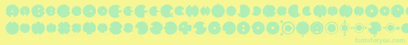 フォントMysteryCircle – 黄色い背景に緑の文字