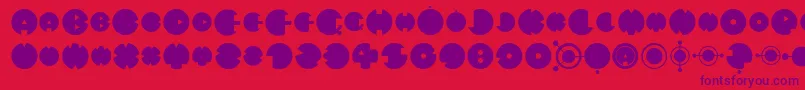 MysteryCircle-Schriftart – Violette Schriften auf rotem Hintergrund