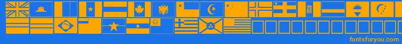 フォントflags – オレンジ色の文字が青い背景にあります。