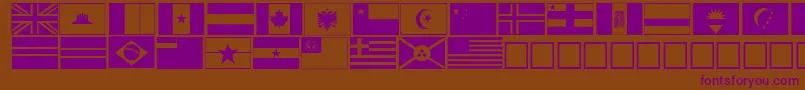 flags-Schriftart – Violette Schriften auf braunem Hintergrund