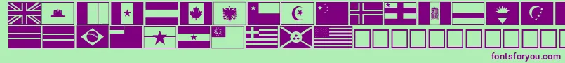 flags-fontti – violetit fontit vihreällä taustalla