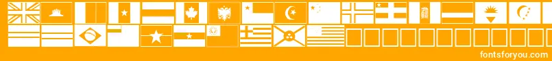 flags-Schriftart – Weiße Schriften auf orangefarbenem Hintergrund