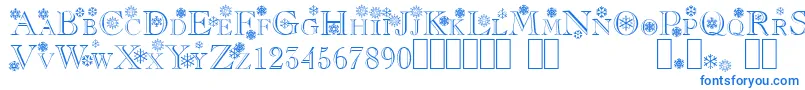 Flakes-Schriftart – Blaue Schriften auf weißem Hintergrund