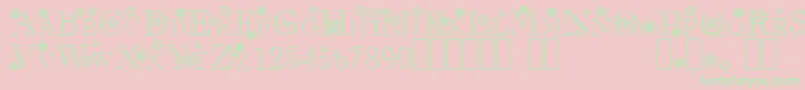 Flakes-Schriftart – Grüne Schriften auf rosa Hintergrund