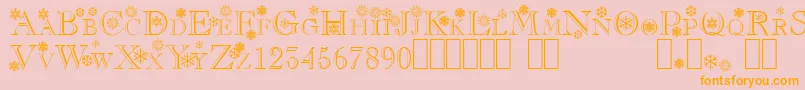 フォントFlakes – オレンジの文字がピンクの背景にあります。