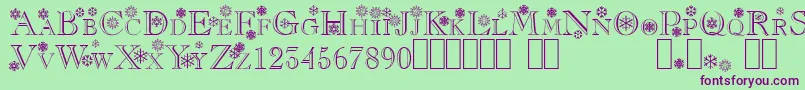 Flakes-Schriftart – Violette Schriften auf grünem Hintergrund