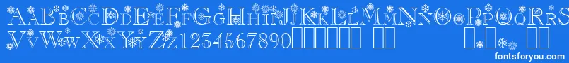 Flakes-Schriftart – Weiße Schriften auf blauem Hintergrund