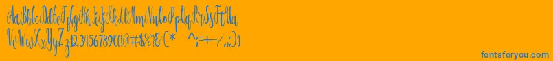 Flalkner-Schriftart – Blaue Schriften auf orangefarbenem Hintergrund