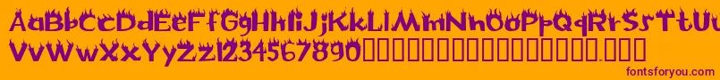 Flame Font – Purple Fonts on Orange Background