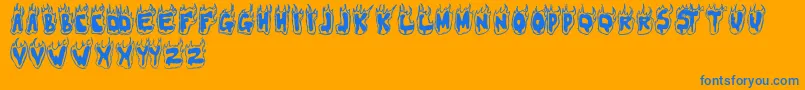 FLAMER-Schriftart – Blaue Schriften auf orangefarbenem Hintergrund