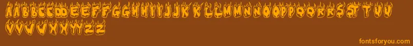 FLAMER-Schriftart – Orangefarbene Schriften auf braunem Hintergrund