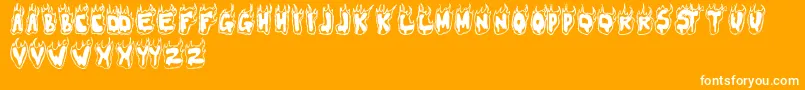 FLAMER-Schriftart – Weiße Schriften auf orangefarbenem Hintergrund