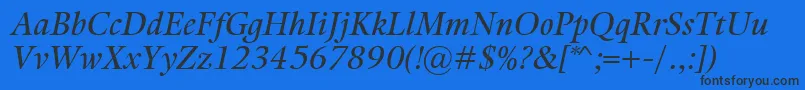 Fonte KalixItalic – fontes pretas em um fundo azul