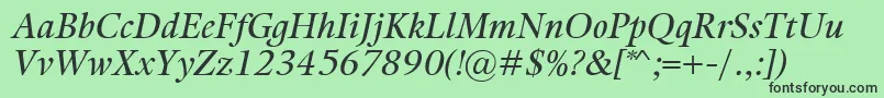 フォントKalixItalic – 緑の背景に黒い文字