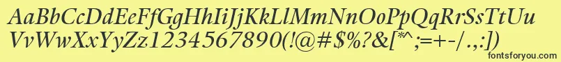 Fonte KalixItalic – fontes pretas em um fundo amarelo