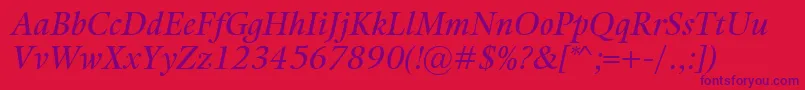 Fonte KalixItalic – fontes roxas em um fundo vermelho