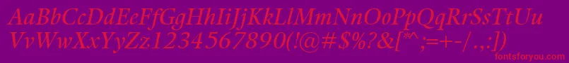 KalixItalic-Schriftart – Rote Schriften auf violettem Hintergrund