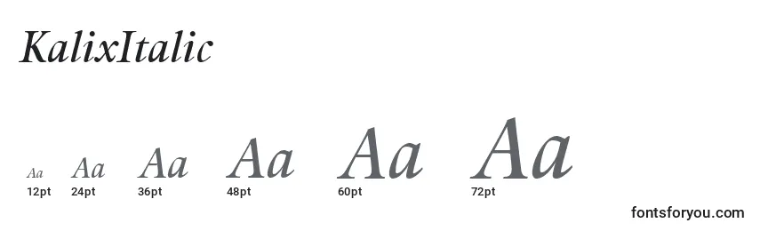 Размеры шрифта KalixItalic