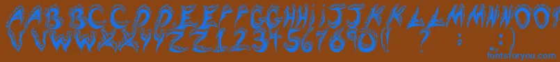 flaming tears-Schriftart – Blaue Schriften auf braunem Hintergrund