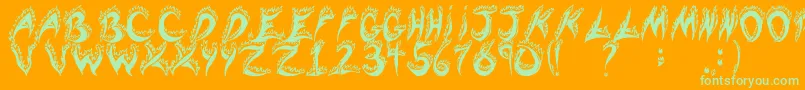 flaming tears Font – Green Fonts on Orange Background