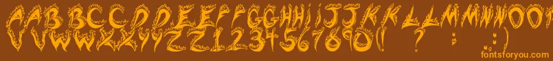 flaming tears Font – Orange Fonts on Brown Background