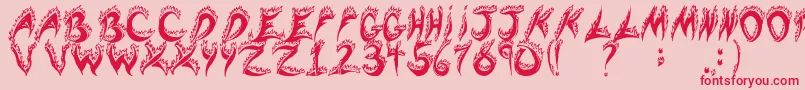 flaming tears-Schriftart – Rote Schriften auf rosa Hintergrund