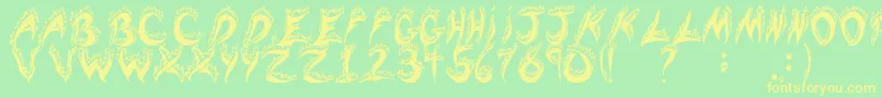 flaming tears-Schriftart – Gelbe Schriften auf grünem Hintergrund